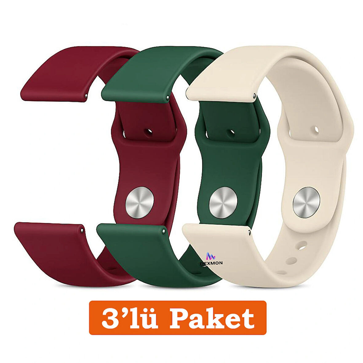 Huawei Watch 3 GT GT2 GT2e GT3 GT4 GT5 Pro SE Elite 46mm Uyumlu 22mm 3'lü Paket Silikon Kordon Seti