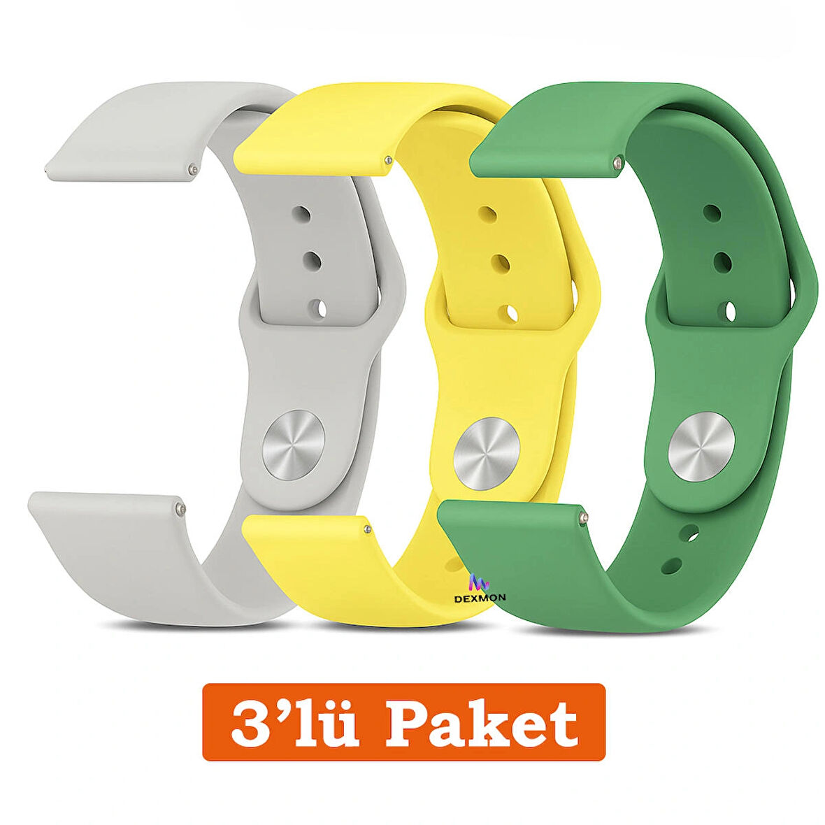 Huawei Watch 3 GT GT2 GT2e GT3 GT4 GT5 Pro SE Elite 46mm Uyumlu 22mm 3'lü Paket Silikon Kordon Seti