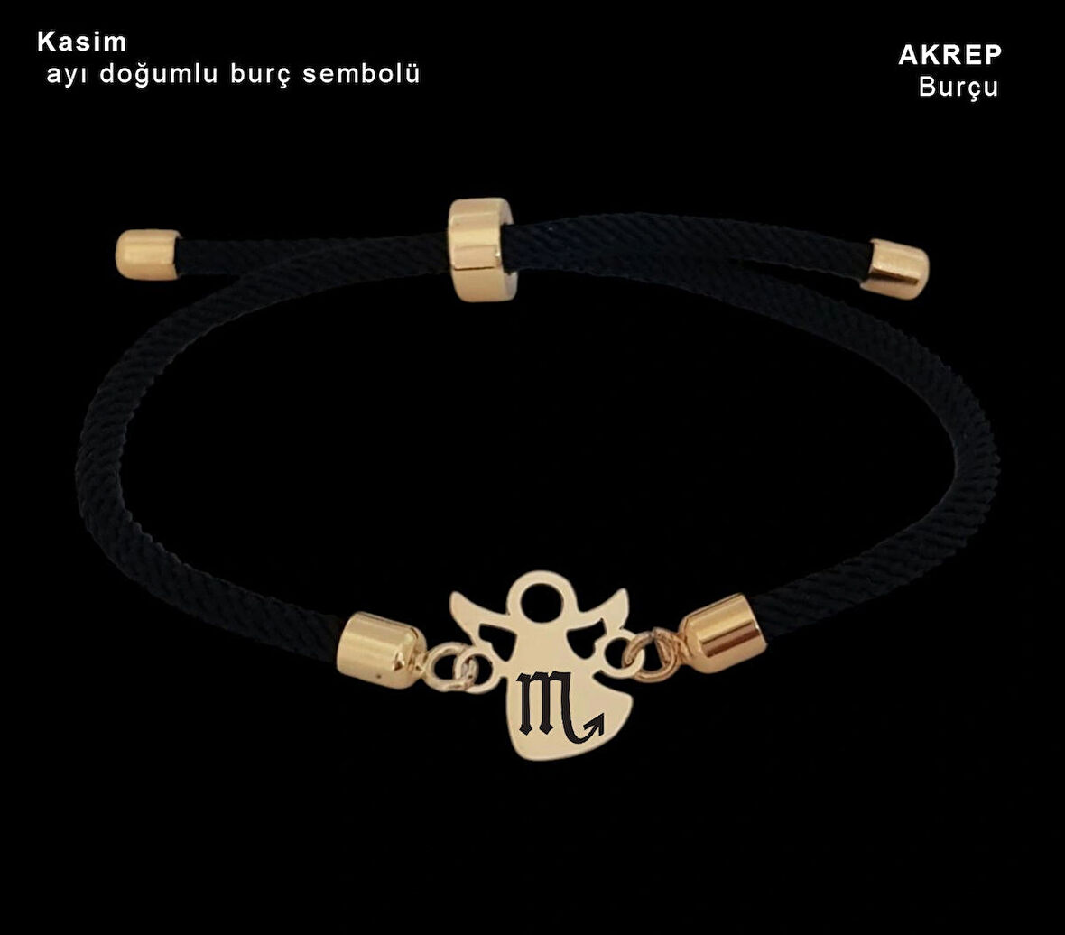 Doğal ve Zarif Mevlana Figürlü Siyah Örgülü ve 14 Ayar Altın Plakalı Kasım Bilekliği