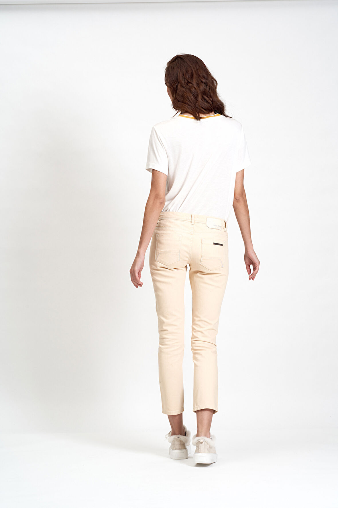 Bej DKNY Jeans Kadın Crop Pantolon