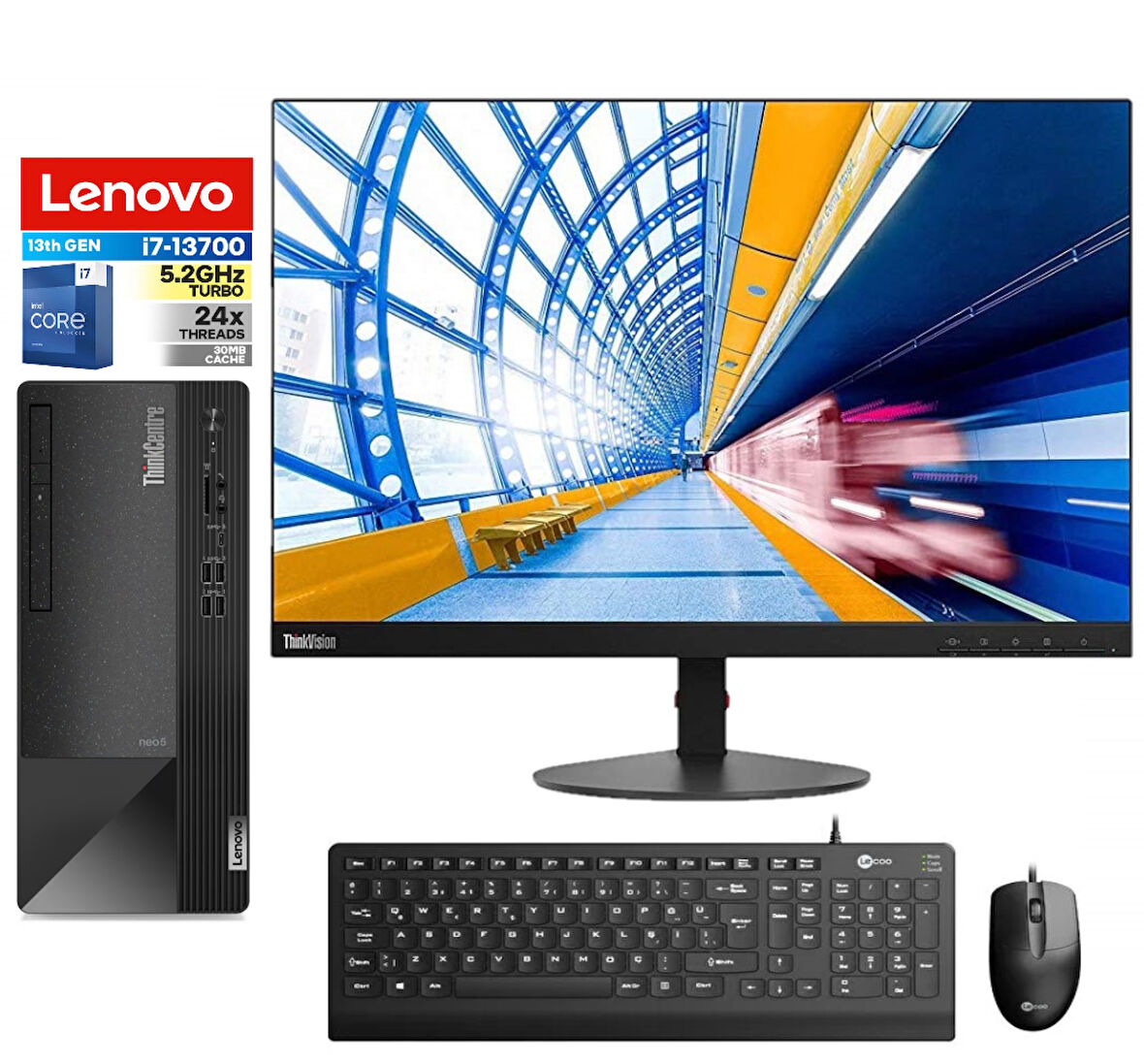 Lenovo Thinkcentre Neo 50T Gen4 Intel I7 13700 32GB 4tb SSD Freedos 23.8 Fhd Monitör Masaüstü Blgisayar 412JB005ATR15+ZETTAUSBBELLEK