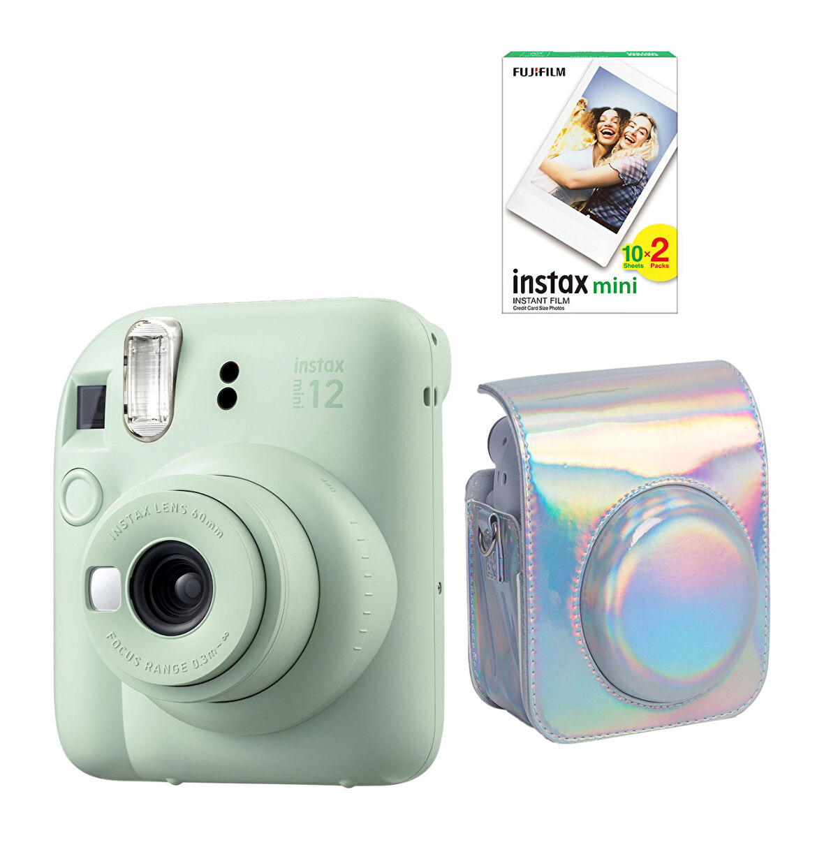 Fujifilm Instax Mini 12 20 Filmli ve Parlak Kılıflı Yeşil Fotoğraf Makinesi