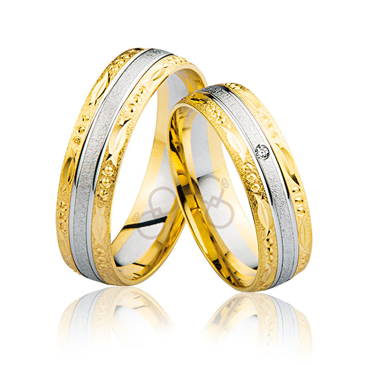 Harem Altın Sarı Beyaz Altın Alyans 2301- 1