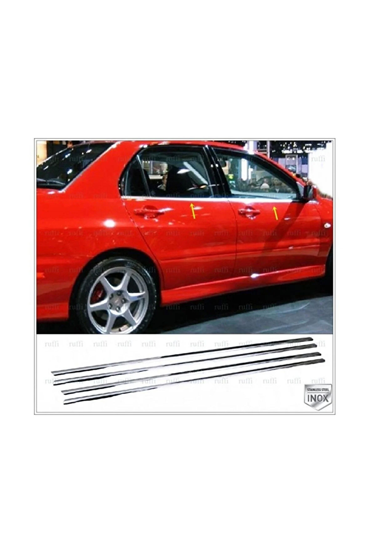 Mitsubishi Lancer Krom Cam Çıtası 4 Parça 2007 Ve Üzeri Paslanmaz Çelik