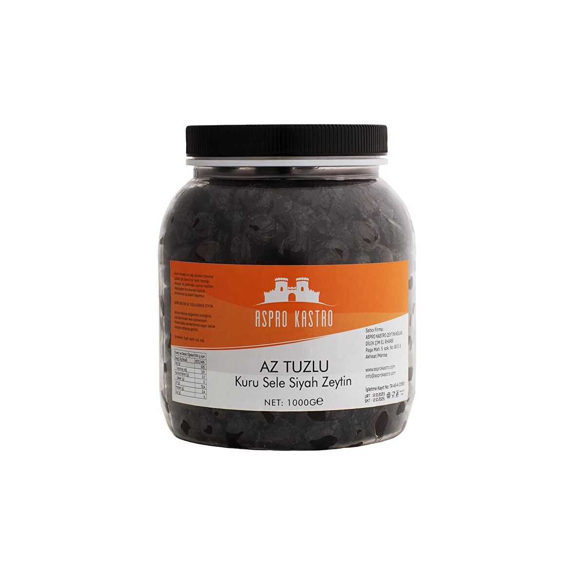 Aspro Kastro 1 Kg Az Tuzlu Kuru Sele Siyah Zeytin