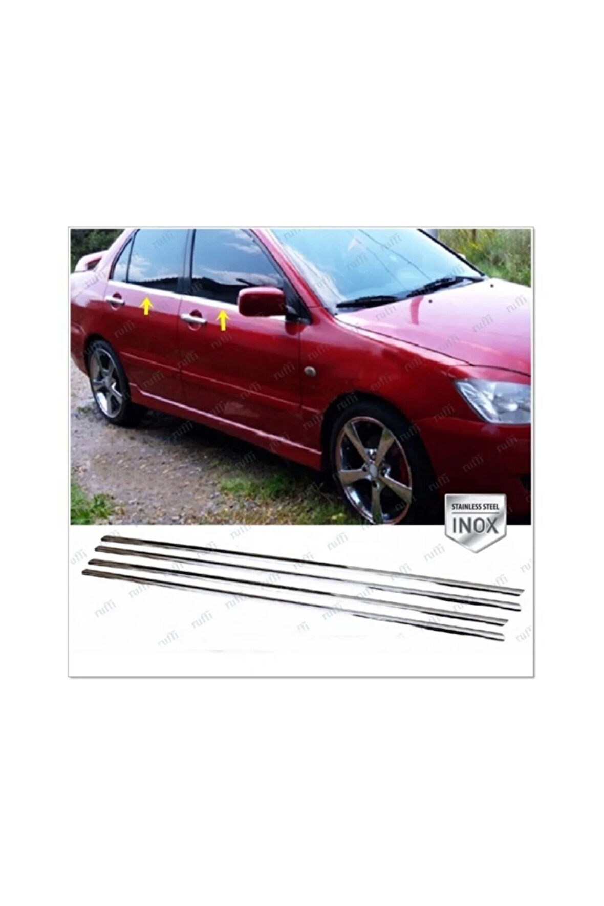 Mitsubishi Lancer Uyumlu Krom Cam Çıtası 4 Parça 2000-2007 Arası Paslanmaz Çelik