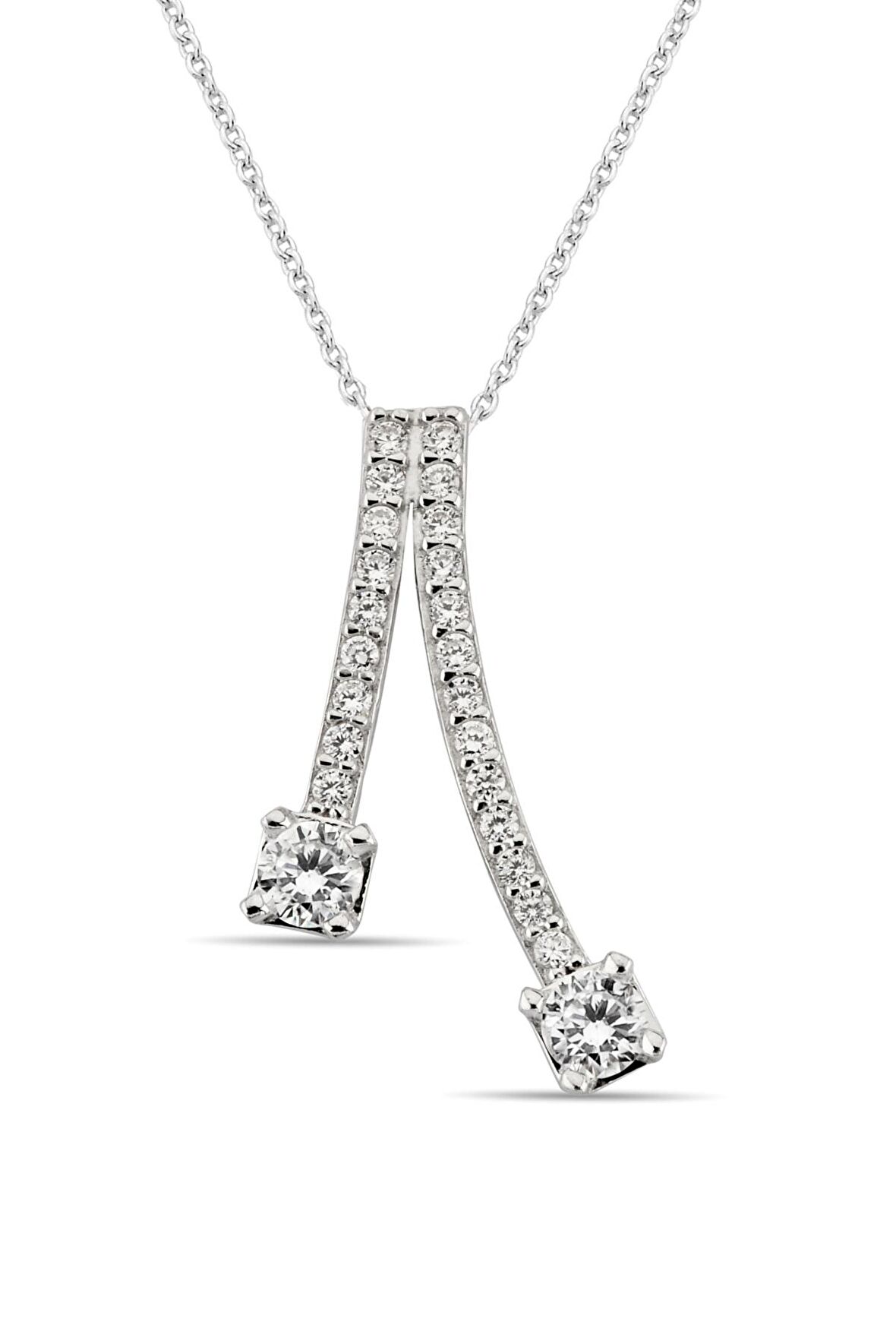 Zirkon Taşlı 925 Ayar Gümüş Modern Kolye - N031901