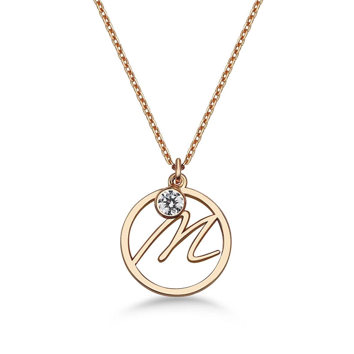 Taşlı Çember M Harf kolye