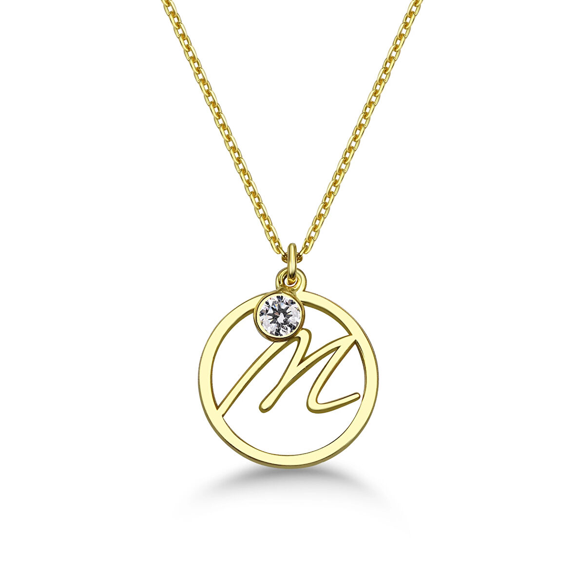 Taşlı Çember M Harf kolye