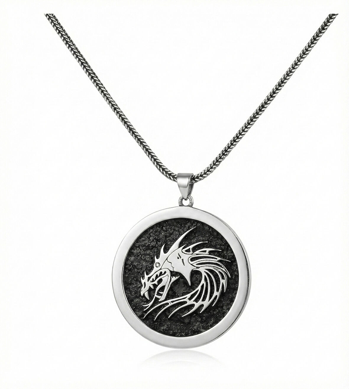 Ateşin Hükümdarı EJDARHA: 925 Ayar Oksitli Gümüş Erkek Kolye