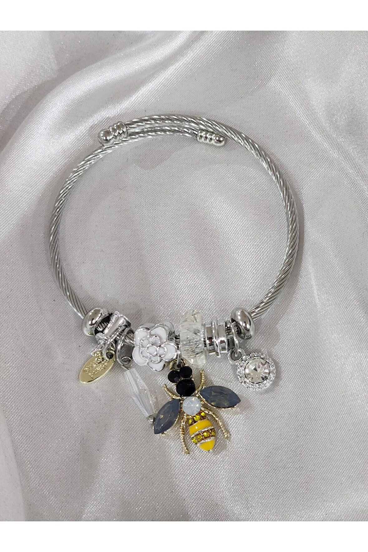 Gümüş Silver Arılı Çelik Bileklik