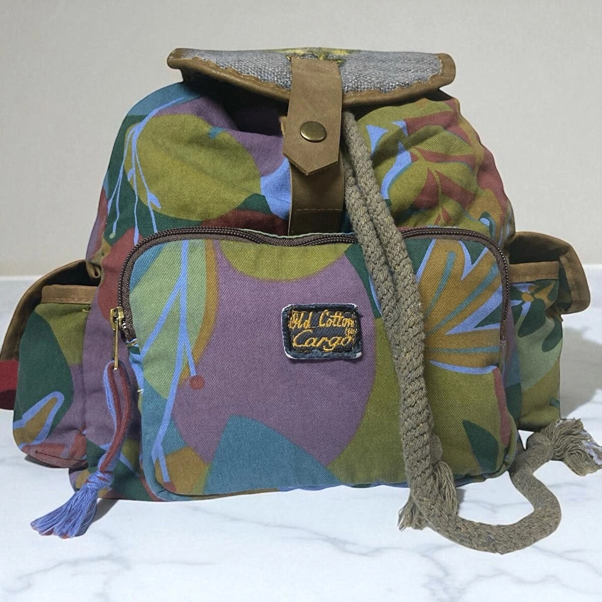 Kaliteli Tek Gözlü Vintage Salaş Disayn Unisex Sırt Günlük Okul Gezi Kamp Trekking Çantası 29cmx36cm