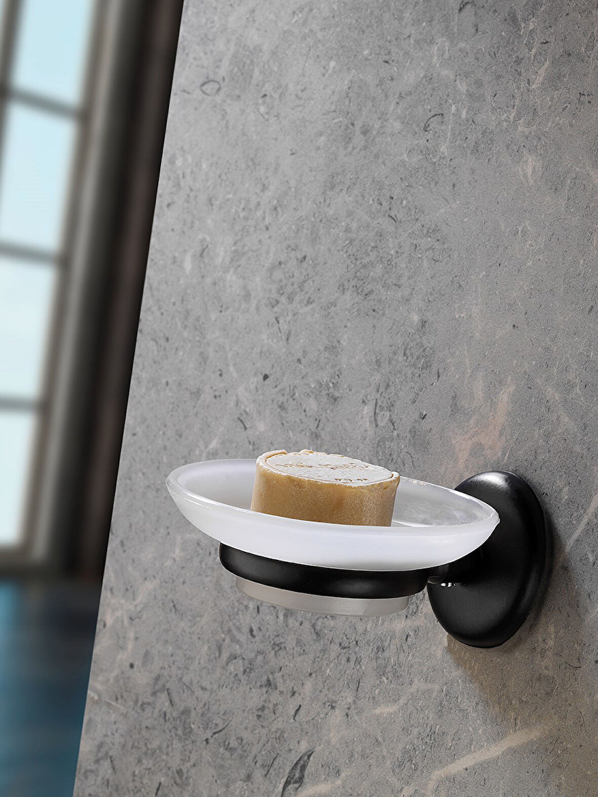 Yapışkanlı Hazneli Katı Sabunluk Siyah  S-104  KASA - 9 