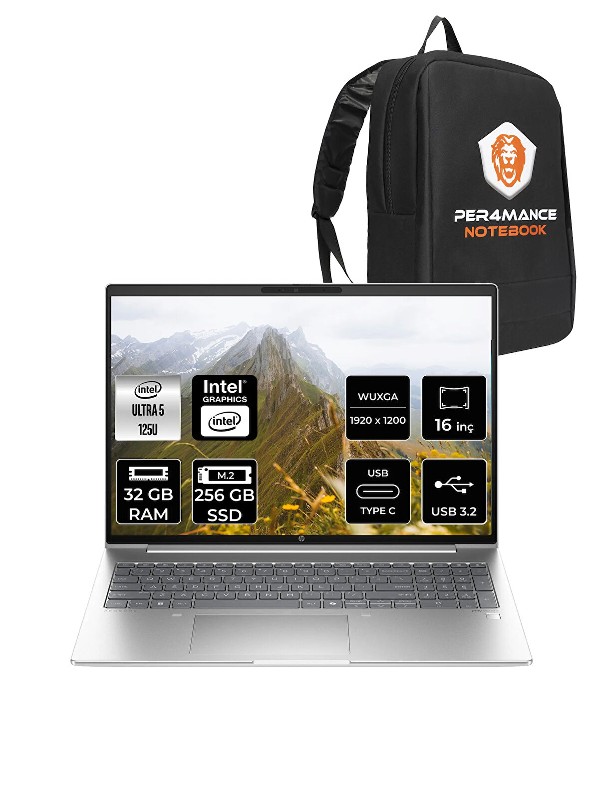 HP ProBook 460 G11 İntel Core Ultra 5 125U 32GB 256GB SSD 16'' WUXGA FDOS 9Y7S7ET & PER4 ÇANTA
