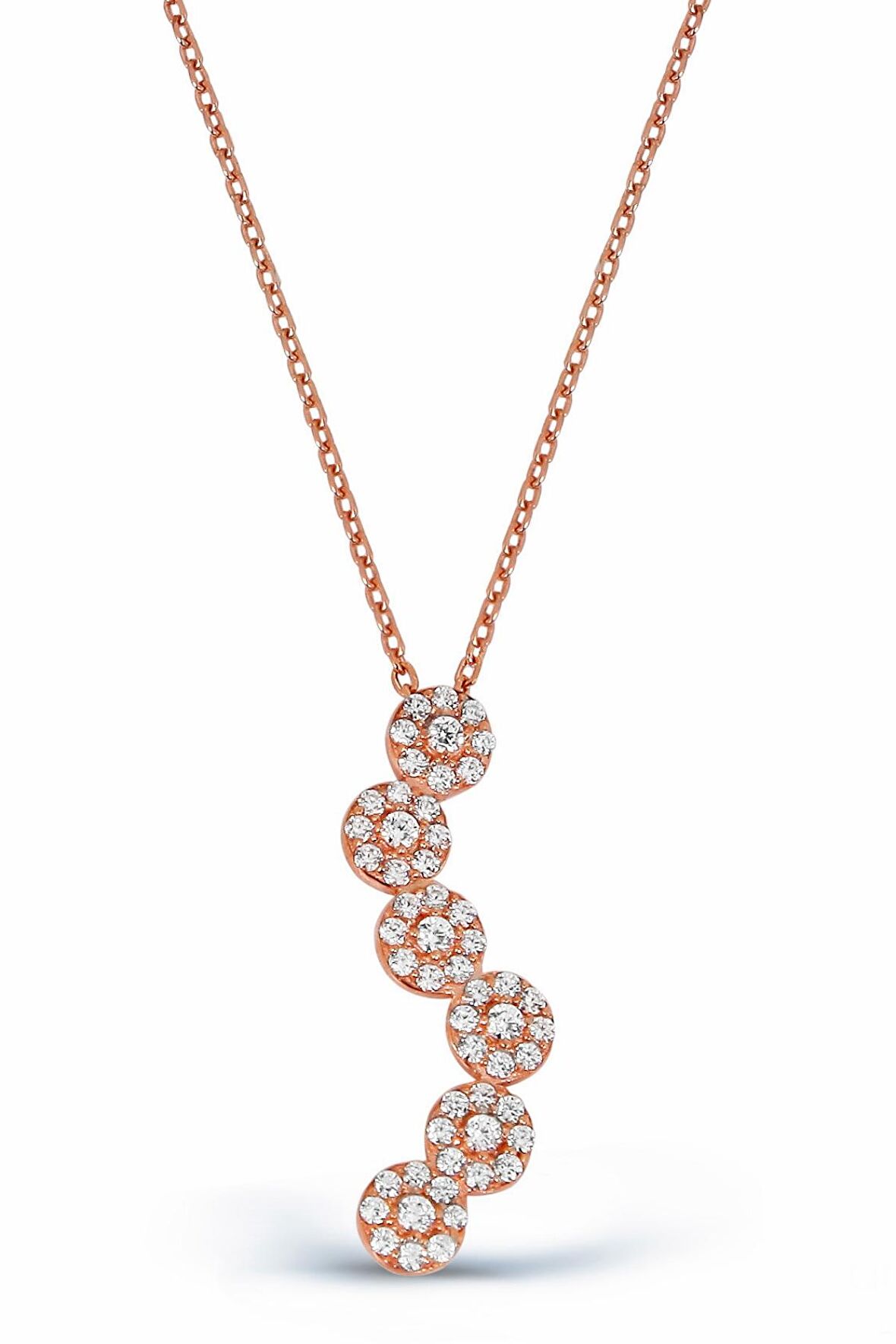 Zirkon Taşlı 925 Ayar Gümüş Beyaz Çiçekler Kolye - N086901
