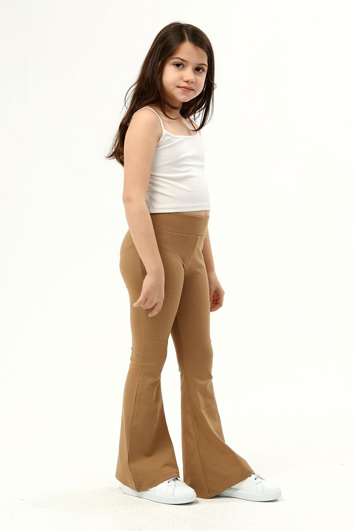 neslice Kız Çocuk İspanyol Paça Tayt KAHVERENGİ-9 - 10