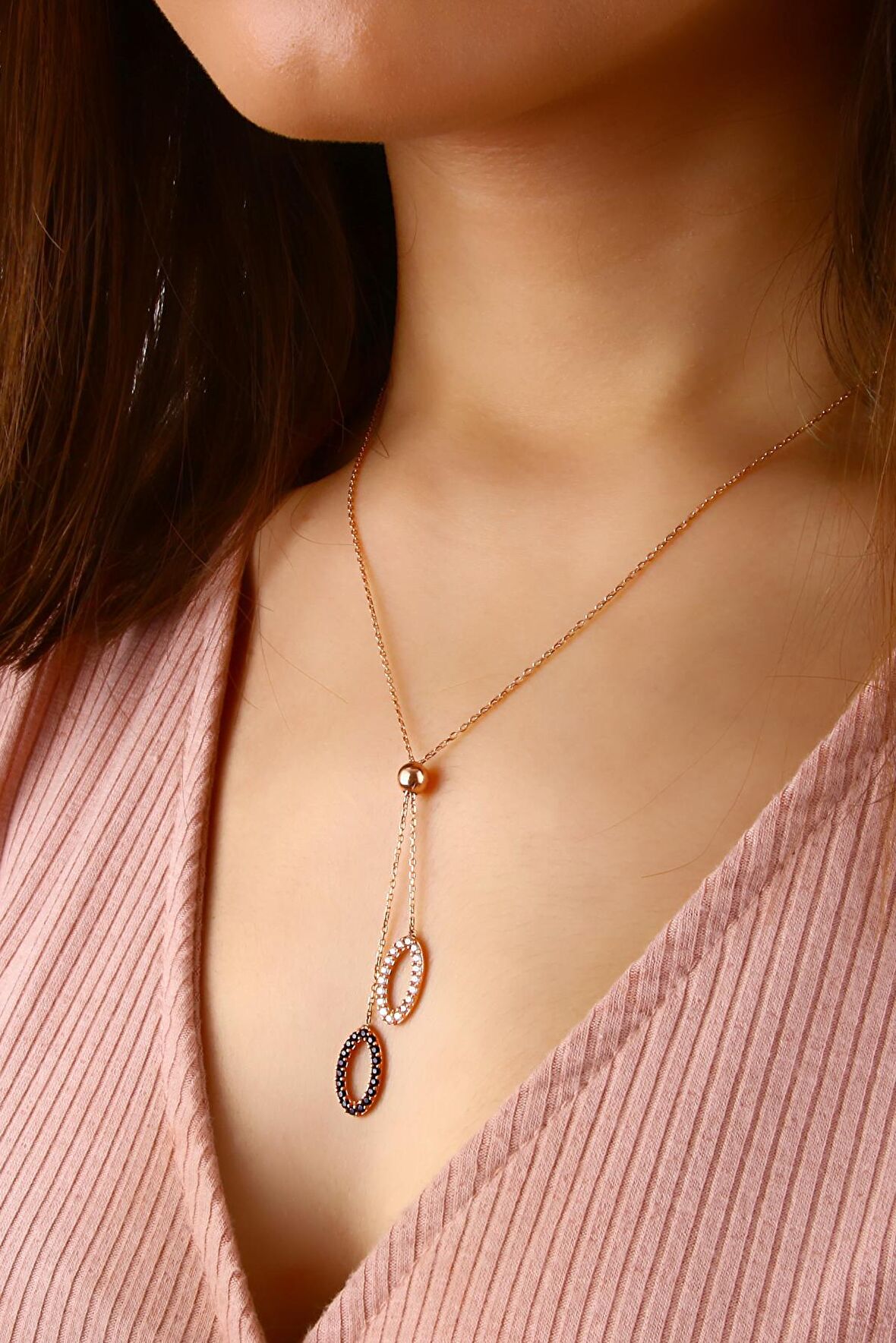 Zirkon Taşlı 925 Ayar Gümüş Tasarım Kolye - N101101