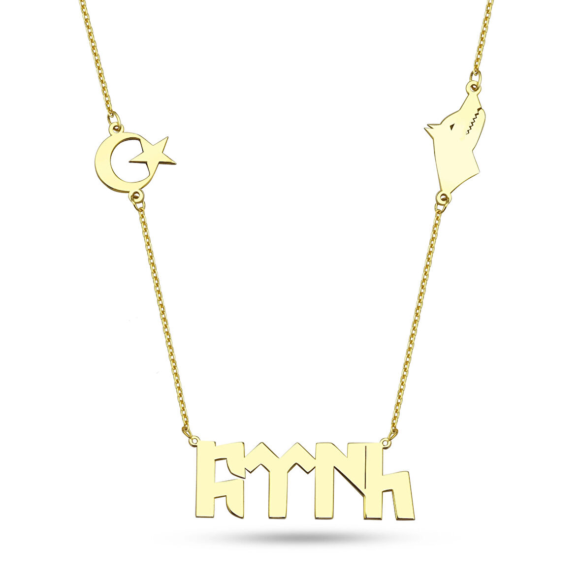 Türk Yazılı Gümüş Kolye - Altın