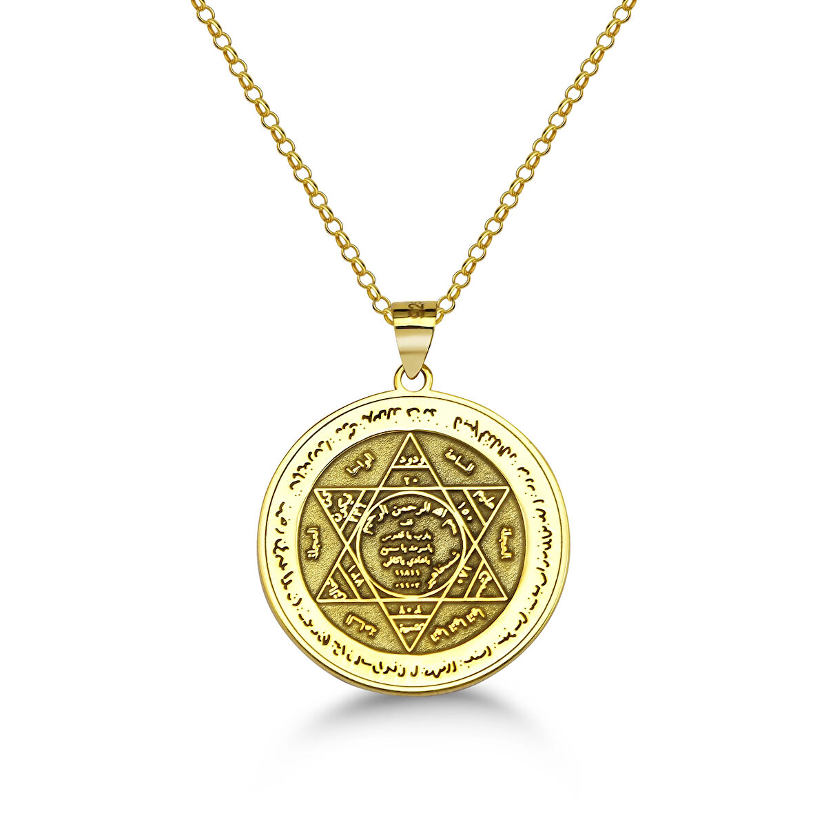 Hz.Süleyman Mührü Gümüş Kolye - Altın