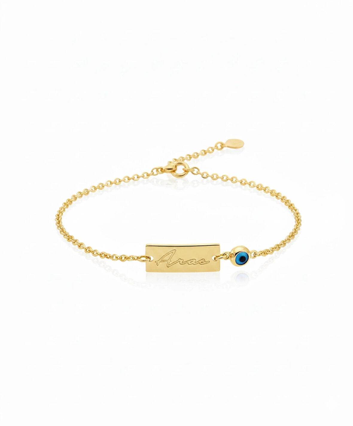 Nazarlı Gümüş İsim Bileklik - Altın