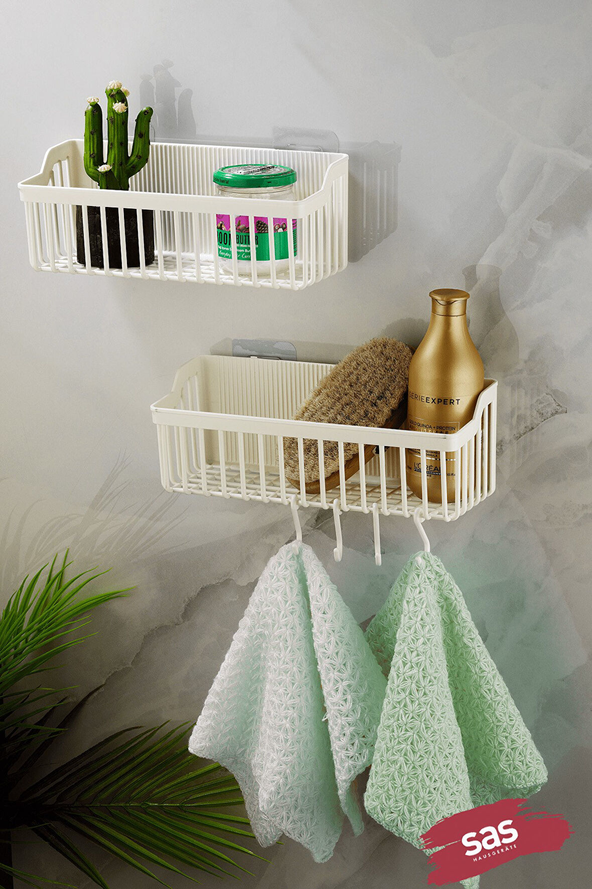 Yapışkanlı Banyo Rafı Banyo Düzenleyici Duş Rafı Organizer Şampuanlık Beyaz TŞP-01