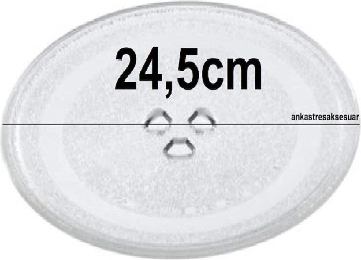 Bosch Mikrodalga Fırın Için 3 Tırnaklı Yuvarlak Cam Tabak Tepsi 24,5cm