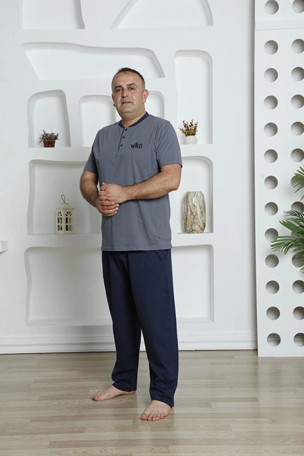 PİJAMONİ Büyük Beden Kısa Kol Erkek Pijama Takımı - 6195