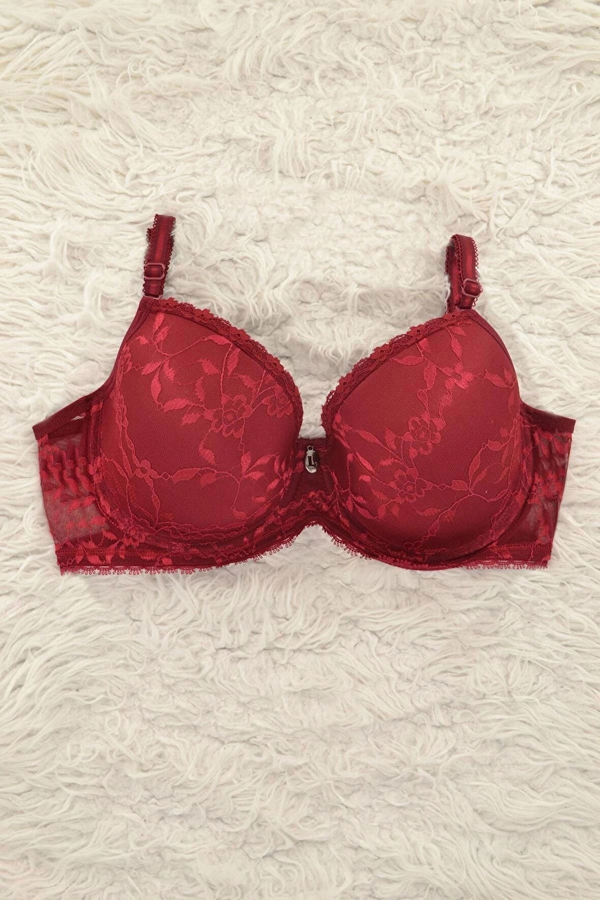 Le Jardin Desteksiz Dolgusuz Balenli Dantelli Bordo Kadın Sütyen - 7012