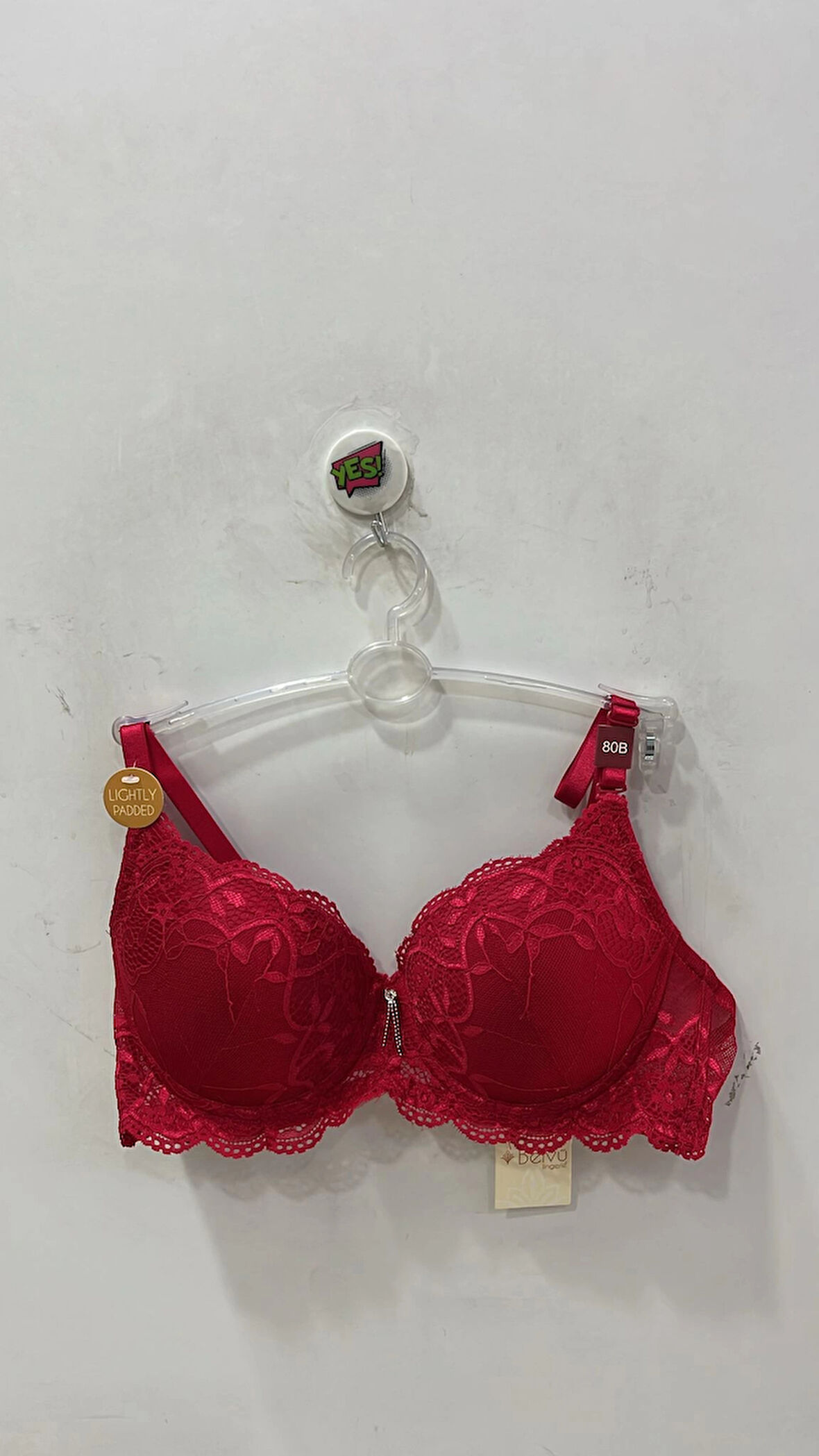 Kadın Dolgusuz Balenli Dantel Detaylı Kırmızı Sütyen – 1113