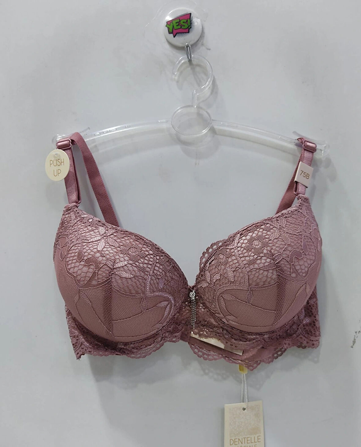 Belvü Kadın Dantelli Dolgulu Destekli Gül Kurusu Sütyen