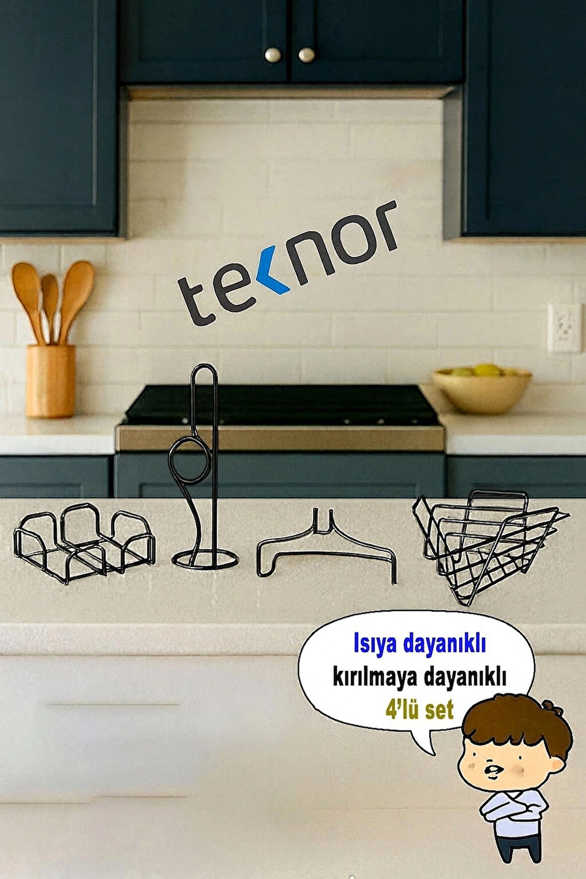 4'lü Servis Sunum Seti, Kağıt Havluluk, Kare Peçetelik, Üçgen Meyve Sepeti, Üçgen Nihale