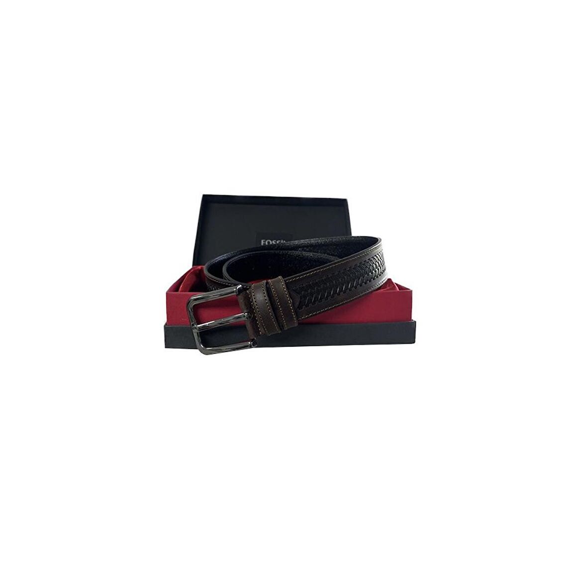Fossil Kahve Desenli Hakiki Deri Spor Erkek Kemeri 4cm-110CM