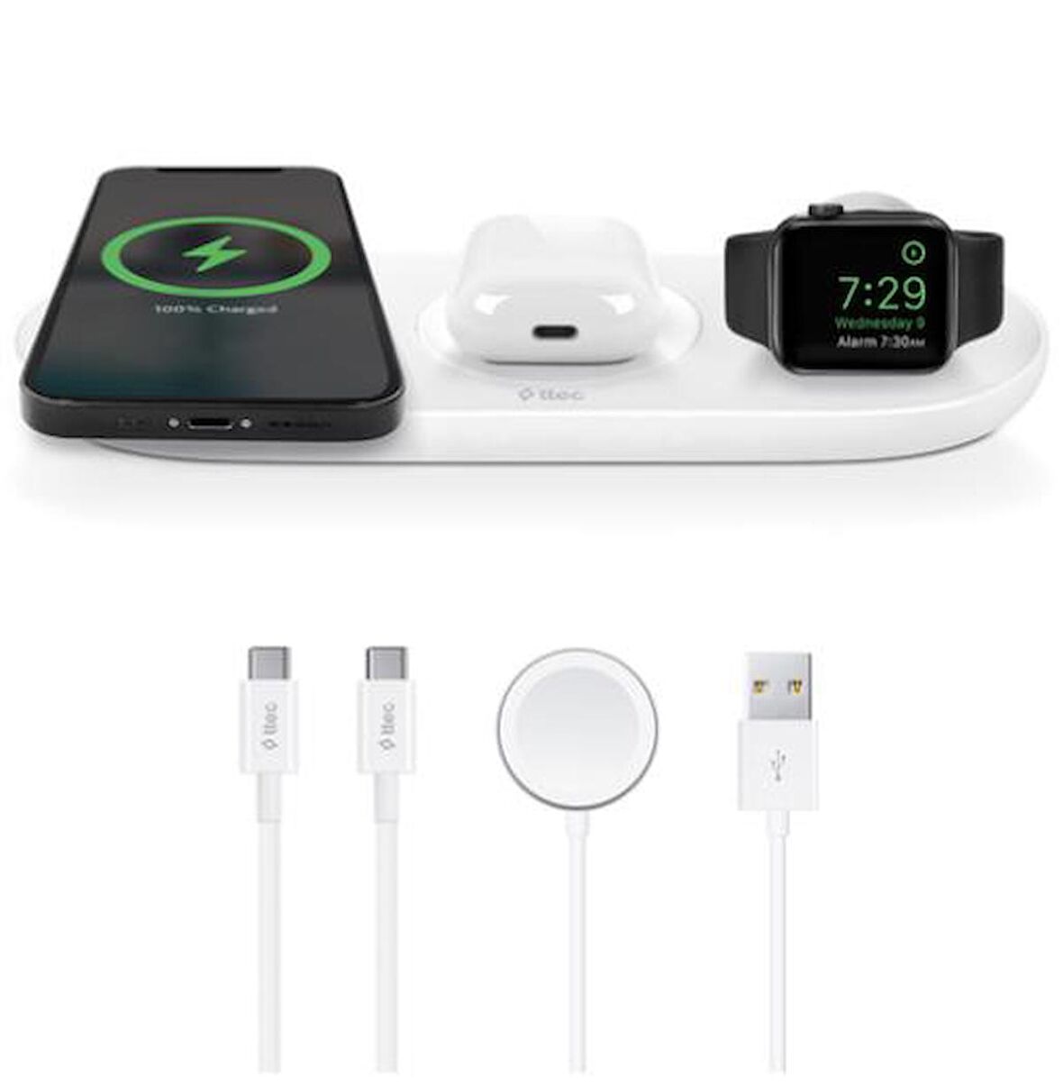 Ttec Led Aydınlatmalı 4in1 Kulaklık Apple Watch Uyumlu İphone Şarj Standı Magsafe Uyum Masaüstü Şarj Standı