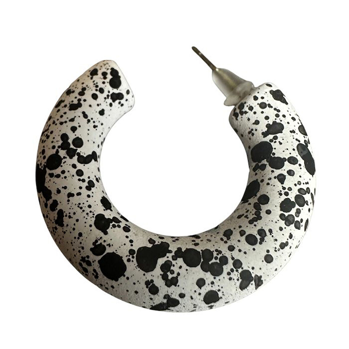 Uretti - İREM 3914 Dalmaçya Desenli Metal Halka Küpe