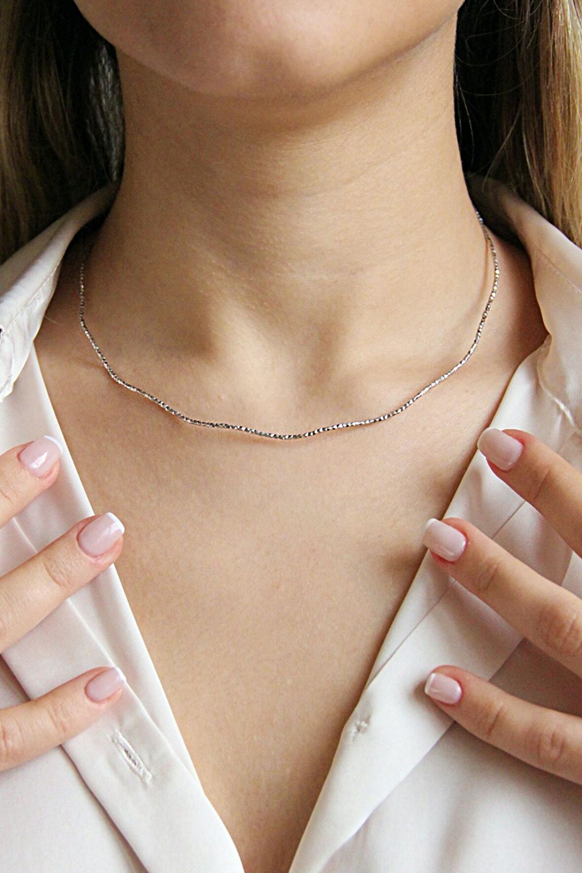 925 Ayar Gümüş İtalyan Model Kalemli Choker Tel Kolye - N161401