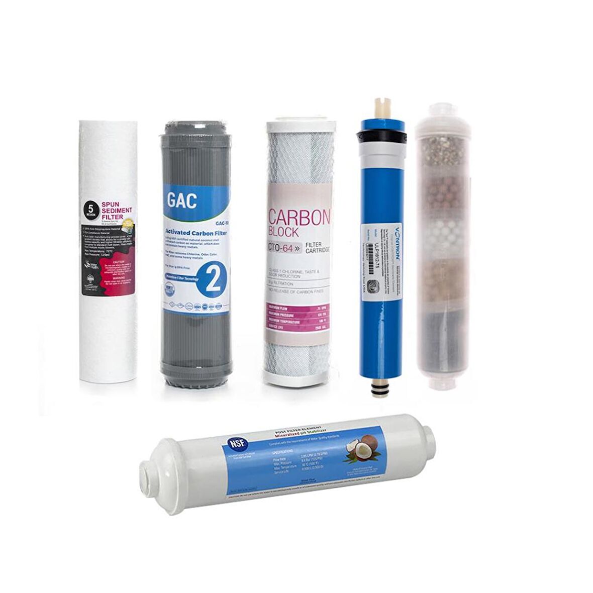 Sulook Açık Kasa Su Arıtma Cihazlarına Uyumlu 6'lı Filtre Seti 10 Aşamalı Vontron Membranlı