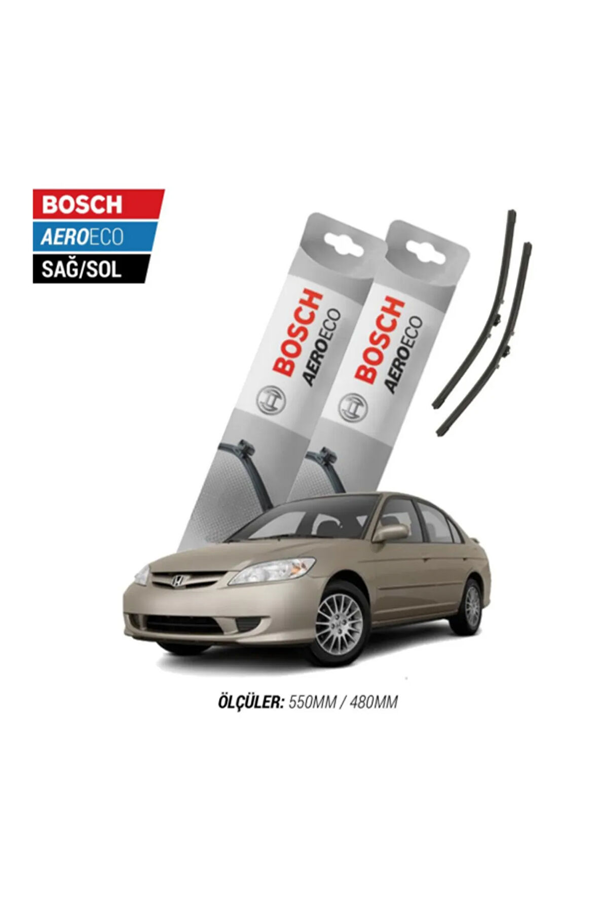 Honda Civic Sedan 2005 Model Bosch Aeroeco Muz Silecek Takımı