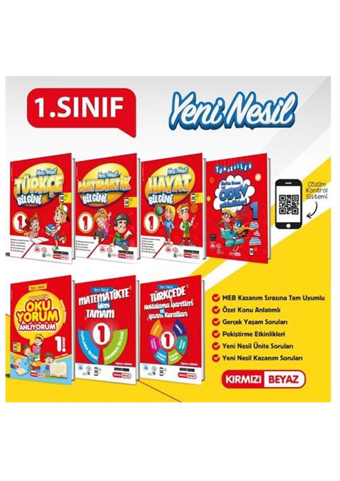 Kırmızı Beyaz 1.Sınıf 2.Dönem Tüm Dersler 7'li Set
