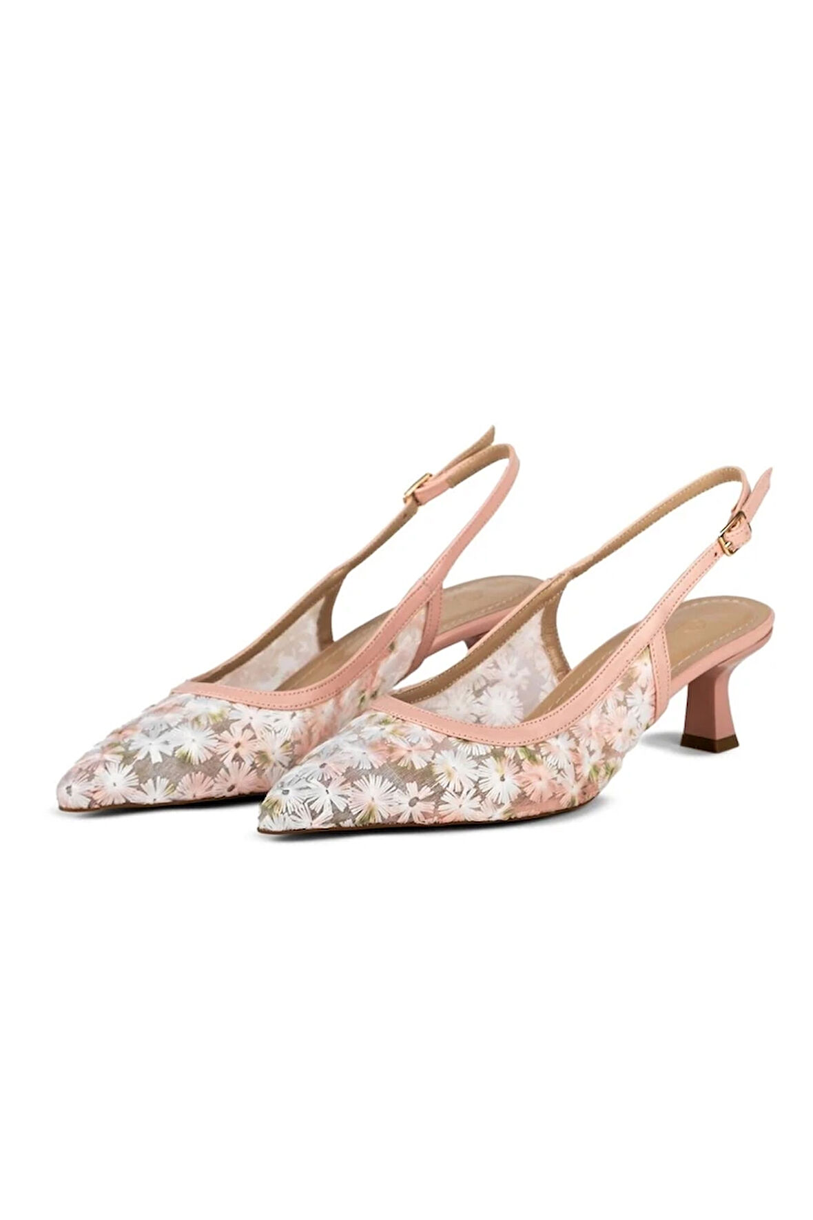Aspen  Çiçek Detaylı Kısa Topuklu Ayakkabı