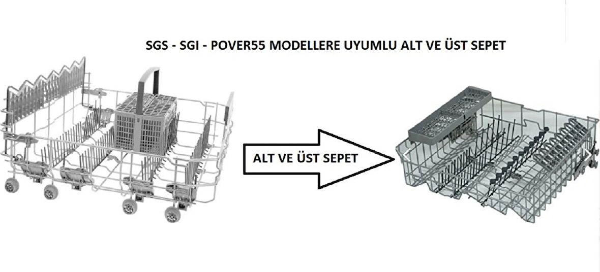 Bosch Sgs - Ve Pover55 Model Uyumlu Bulaşık Makinası Alt Ve Üst Sepet