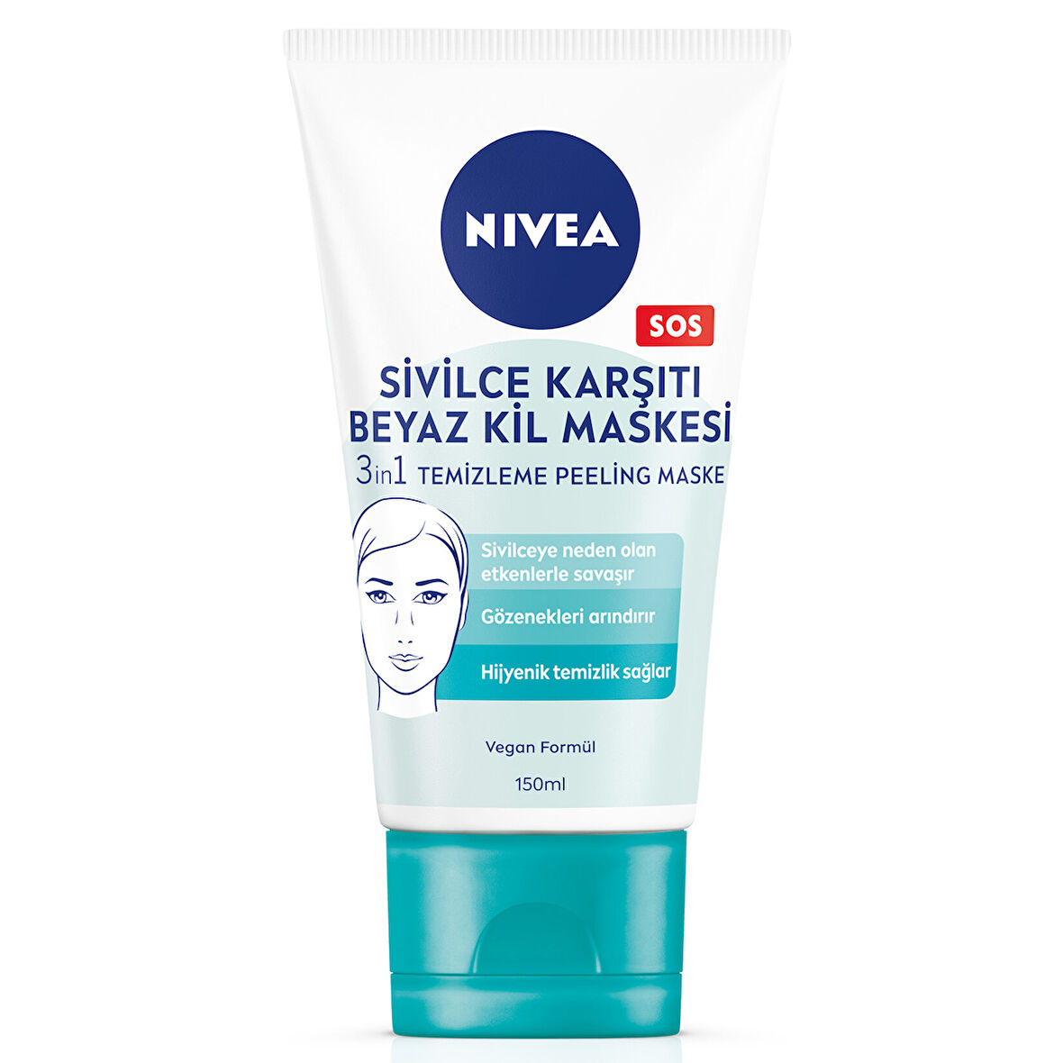 NIVEA 3'ü 1 arada Beyaz Kil Maskesi 150 ml