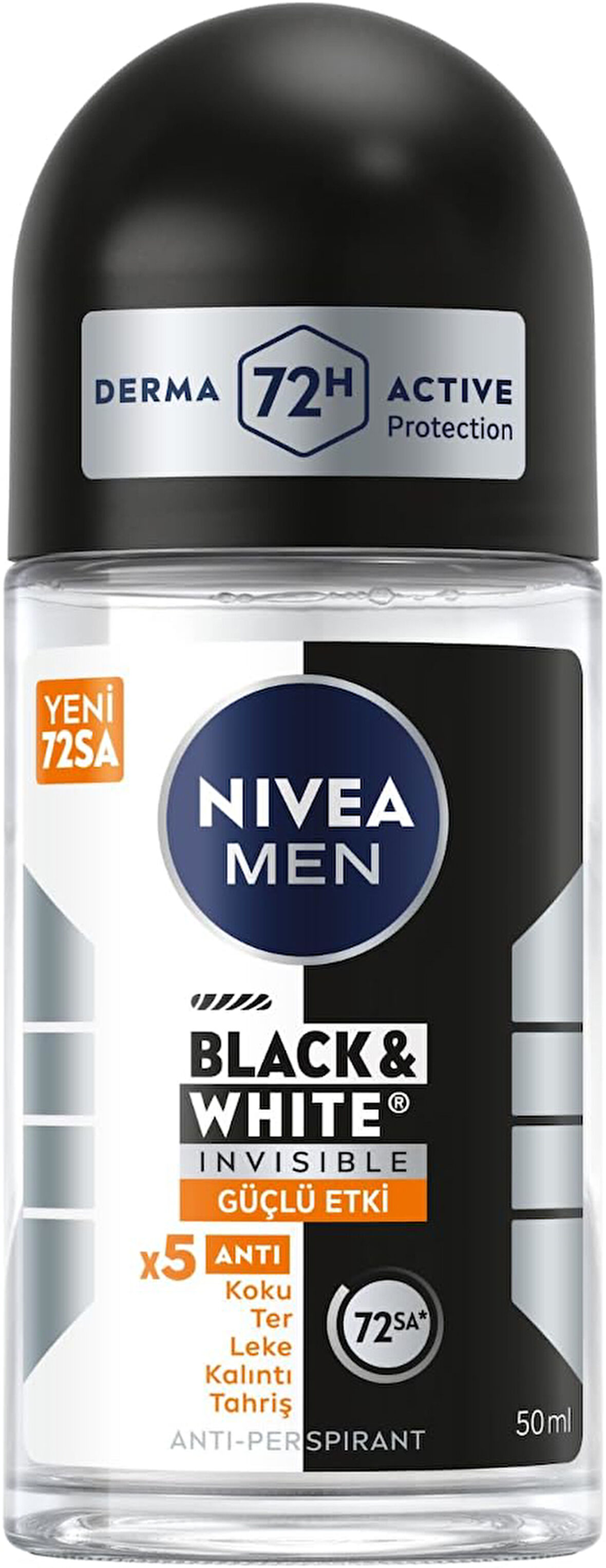 NIVEA MEN Black & White Invisible Güçlü Etki Erkek Roll-on 50 ml X 5 ADET