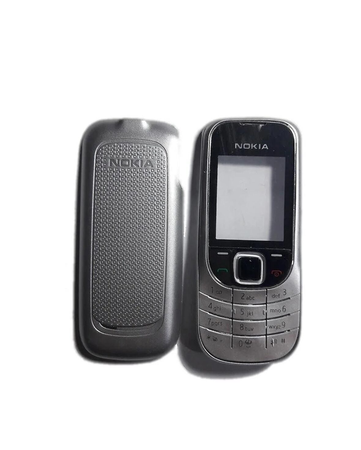Nokia 2323 Kapak Nokia 2323 uyumlu Gri Siyah Renk Ön Kapak Arka Kapak Tuş Takımı