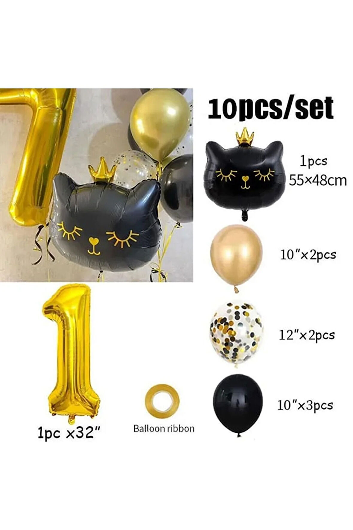 SİYAH KEDİ RAKAMLI YAŞ BALON SET