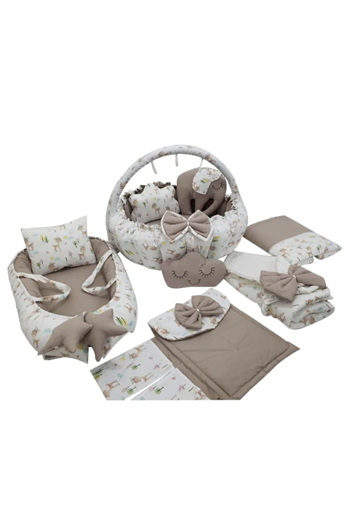 Geyik Tasarım Lüx Babynest Oyun Minderi 10 Parça Set