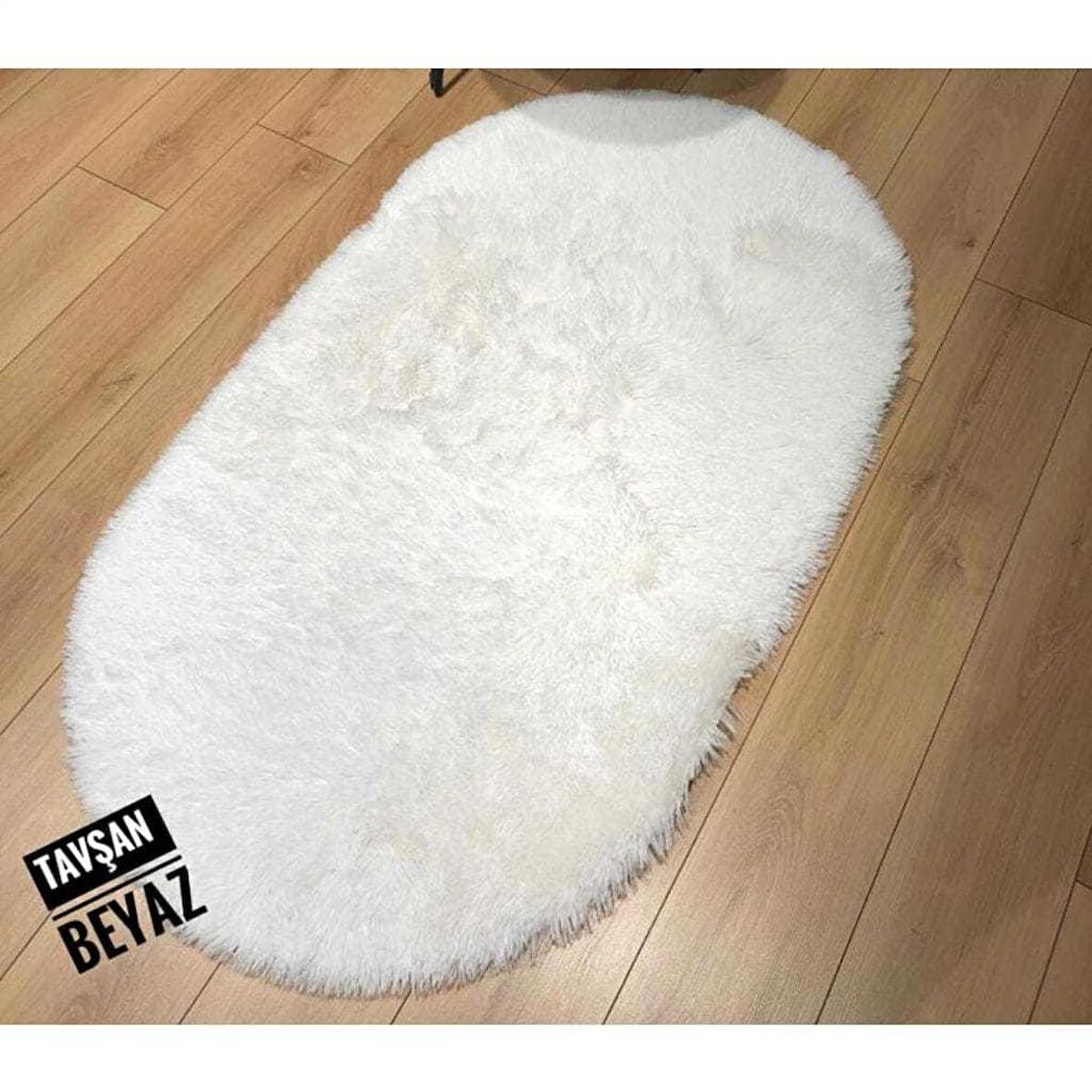 DOĞUŞ PELUŞ OVAL POST HALI TAVŞAN  BEYAZ