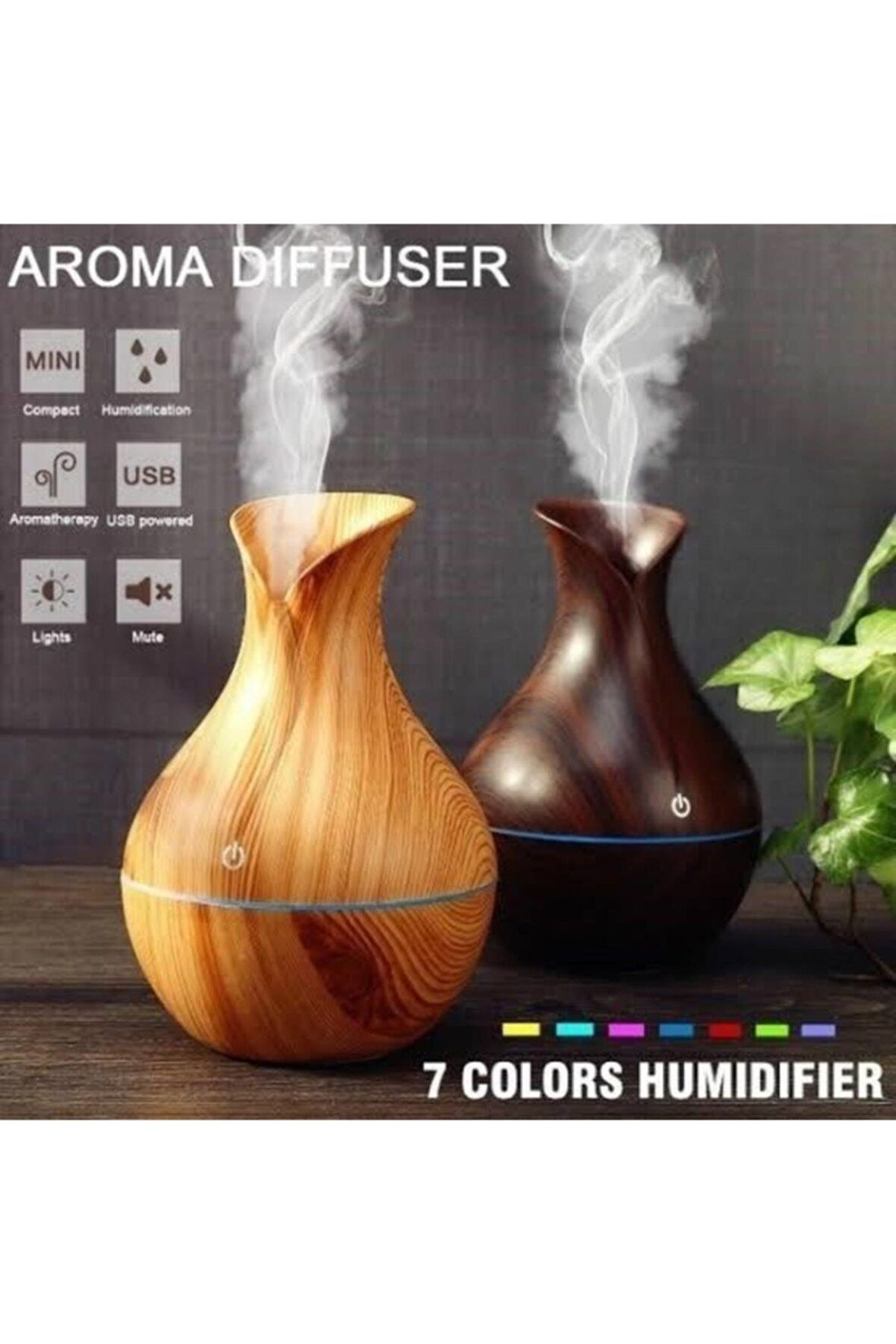 Difüzör Aromaterapi Hava Nemlendirici Hava Tazeleyici Led Terapili Koku Yayıcı