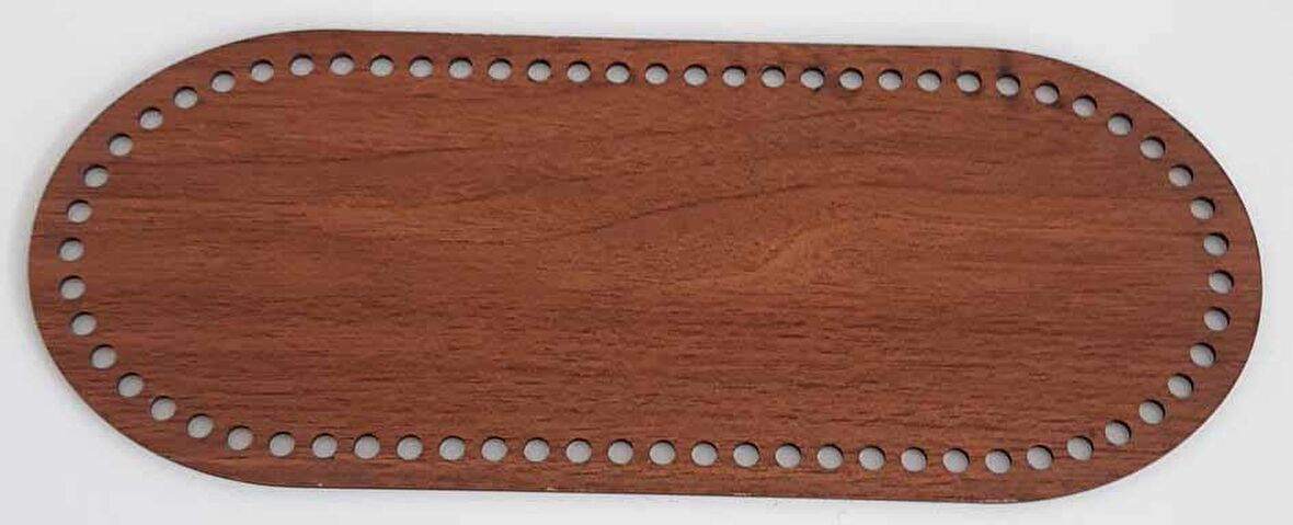 Ahşap 30x12 cm oval çanta tabanı (koyu renk)