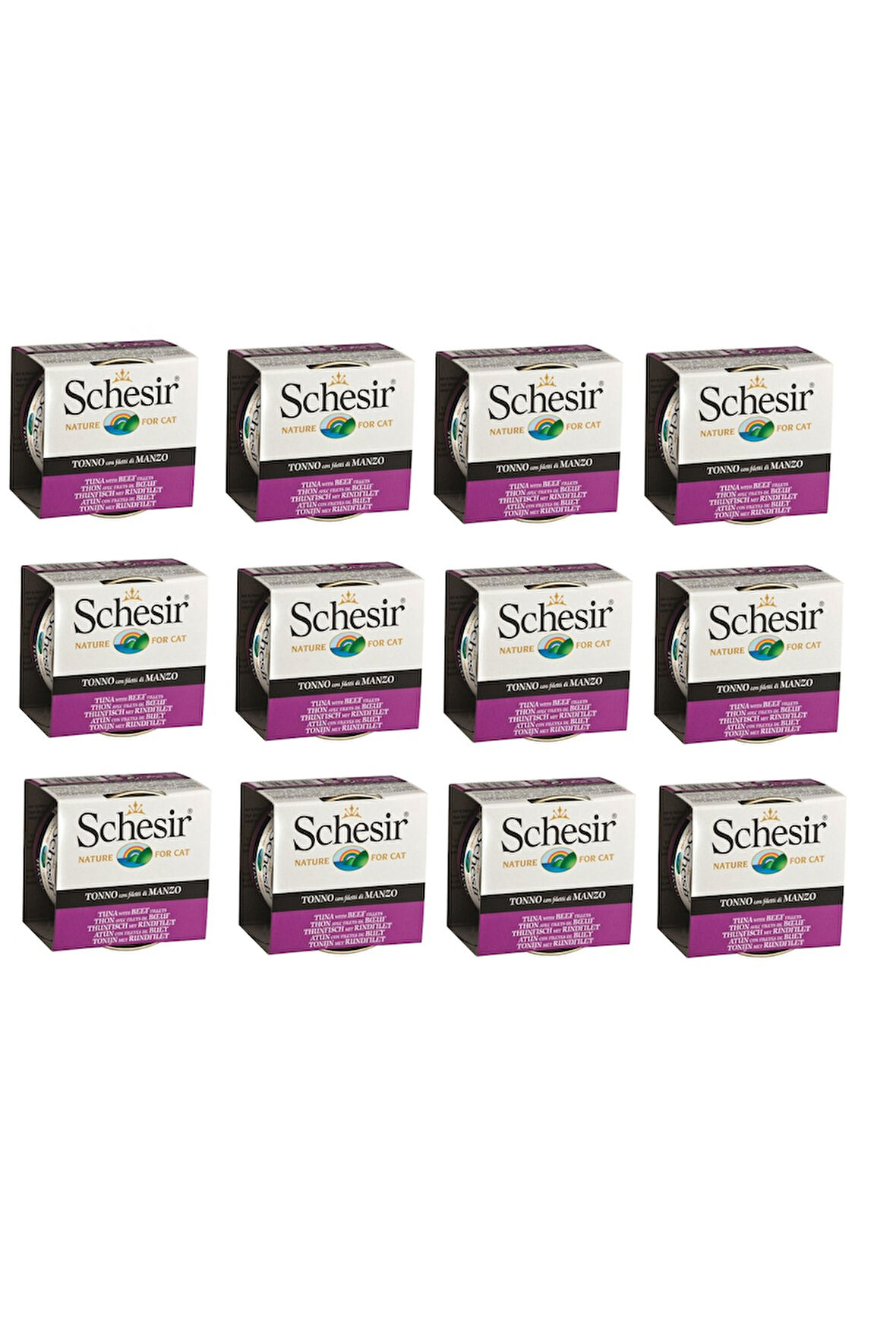 Schesir Ton ve Sığır Etli Kedi Konservesi 85 Gr. X 12 Adet