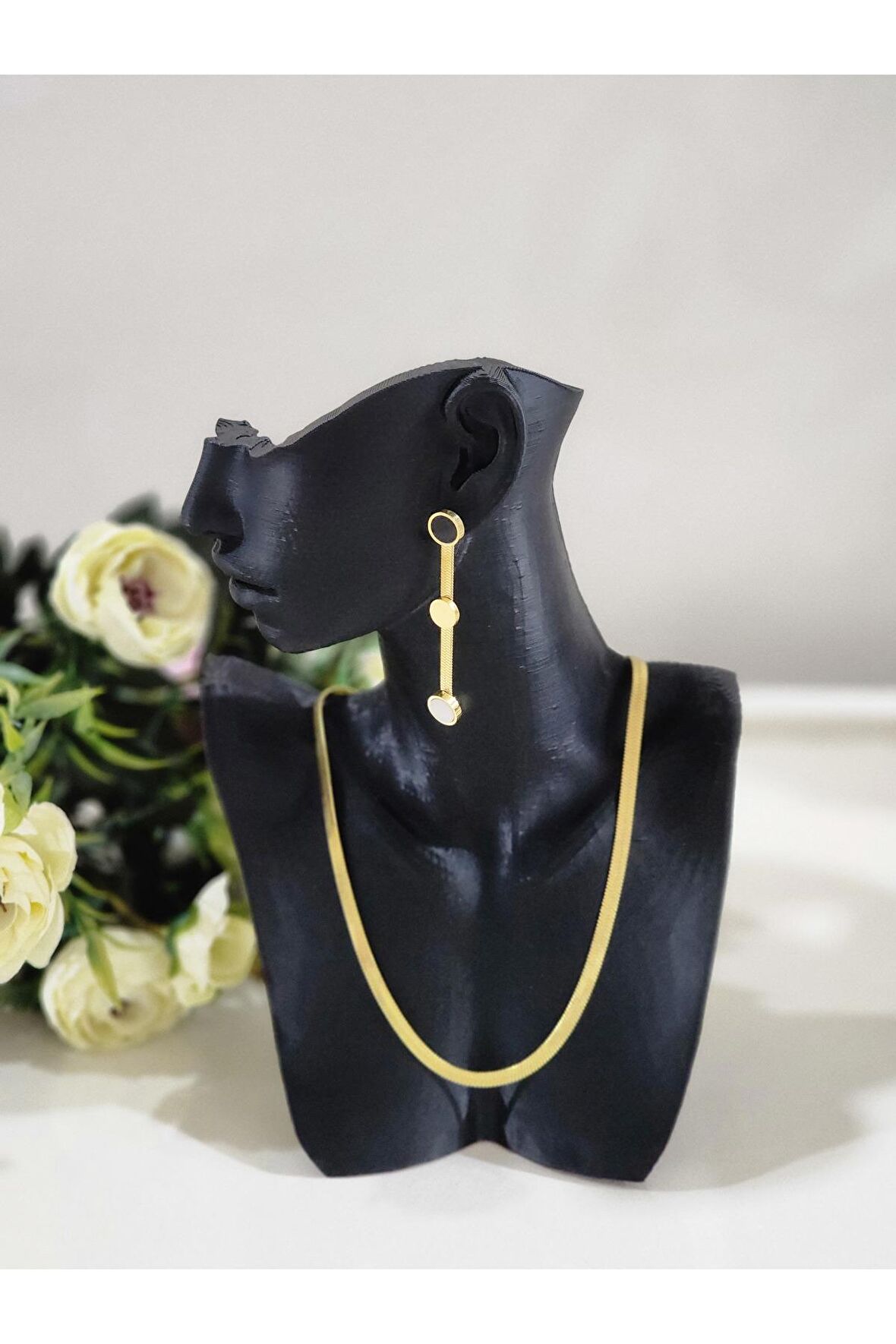 Gold Bulgari Sallantılı çelik Küpe